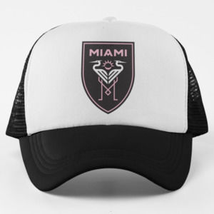 NEW Inter Miami Shield Foam Trucker Mesh Snapback Hat 2-TONE BLACK